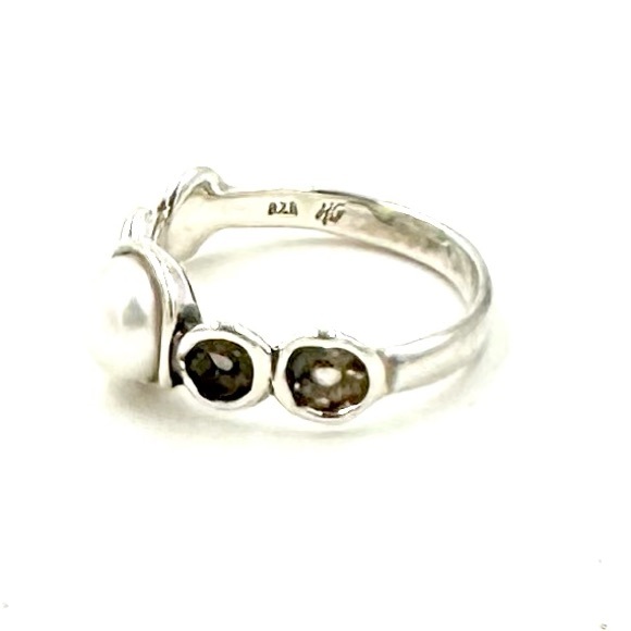 Vintage Sterling Silver Pearl Ring Size 8.5 HG Hagit Gorali Israel - Picture 4 of 9